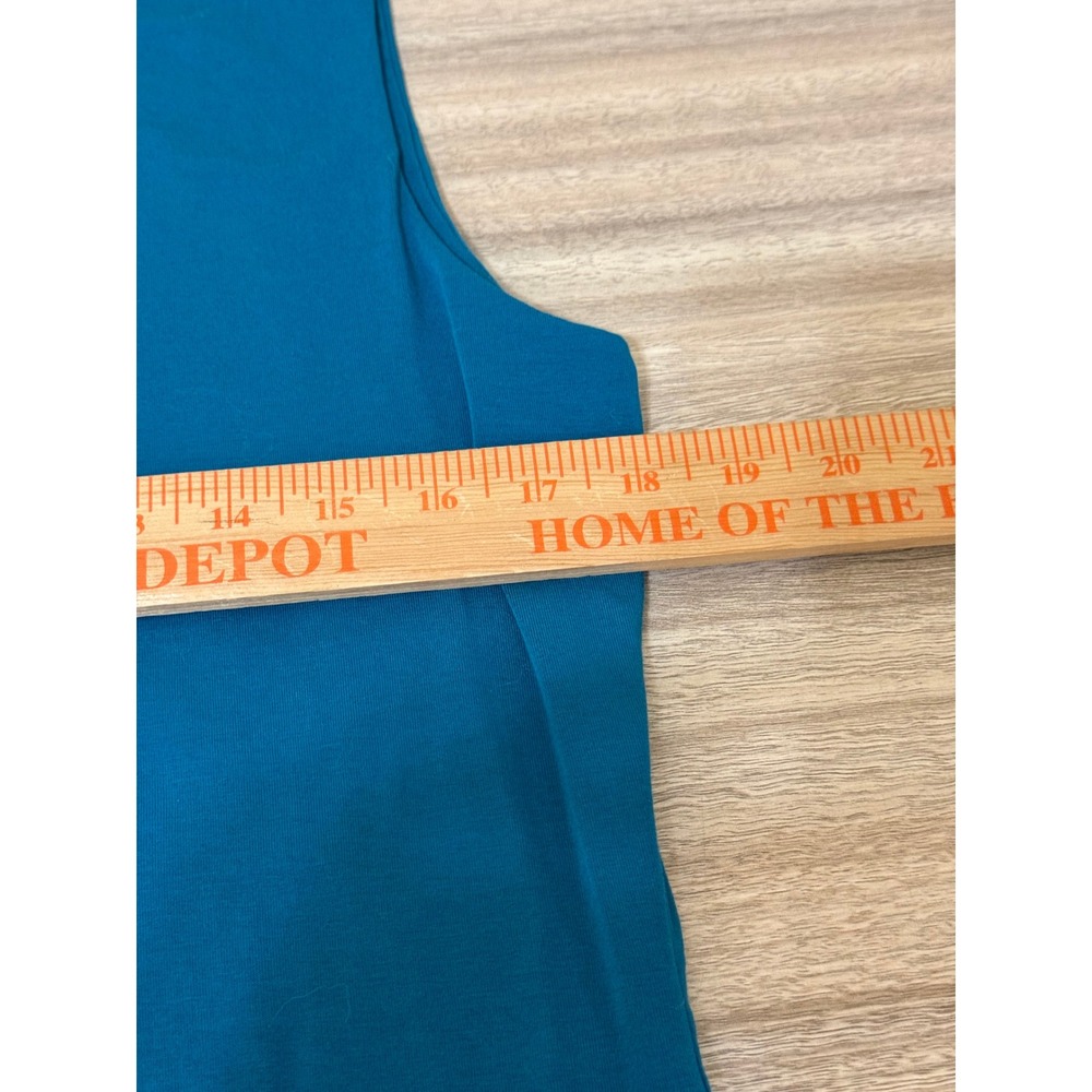 AYM Women Shift Dress 3XL Teal Blue Sleeveless Bamboo Cotton Sustainable Minimal - Picture 10 of 11